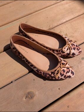 Penningtons Leopard-Print Ballet Flats Bow Size 9 Extra Wide